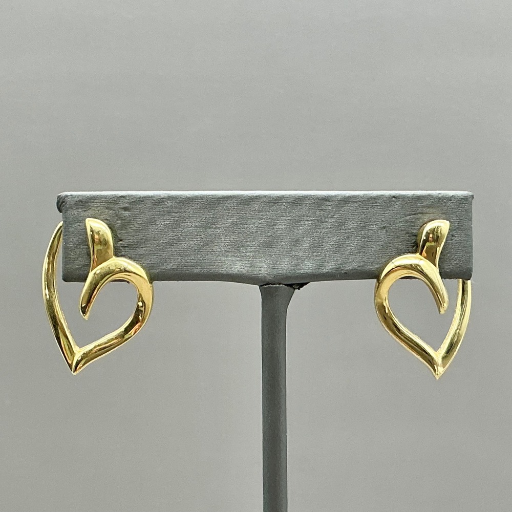 Monet Earrings Women Gold Tone Abstract Open Heart Vintage Post Back Jewelry